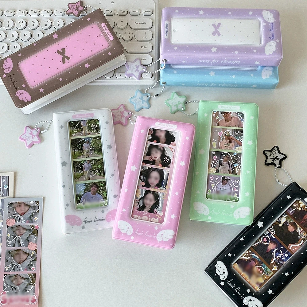 Bowknot Wings Photo Booth Frames Booth Album For 2x6 Inch Photo Strips Wedding Album 2 x 6 Bookmark Holder 20 Pages 40 Photos