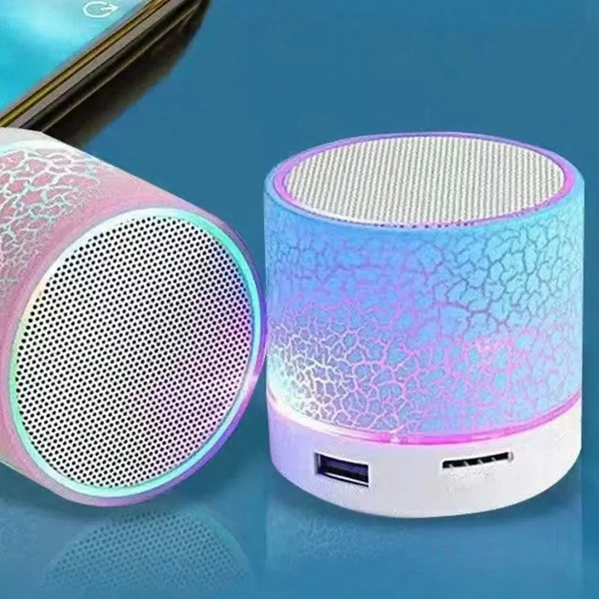 YABA Wireless Mini Speaker, Subwoofer, Dazzle Crackle 7 Colour Light Wireless Mini Speaker, Portable Small Speaker