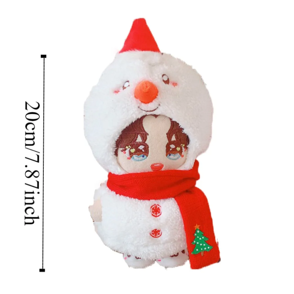 Boneco de neve de natal 20cm algodão boneca roupas substituição roupa de boneca de pelúcia terno diy roupas chapéu de pelúcia