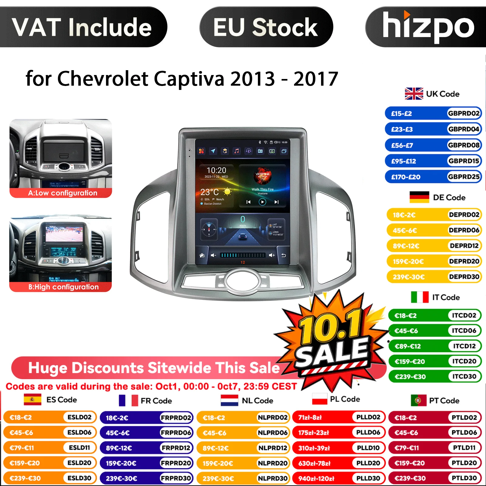 9.7 ''Carplay 4G 2 Din Android 14 Autoradio per Chevrolet Captiva Sport 2011 - 2017 Lettore video multimediale GPS DSP Audio stereo