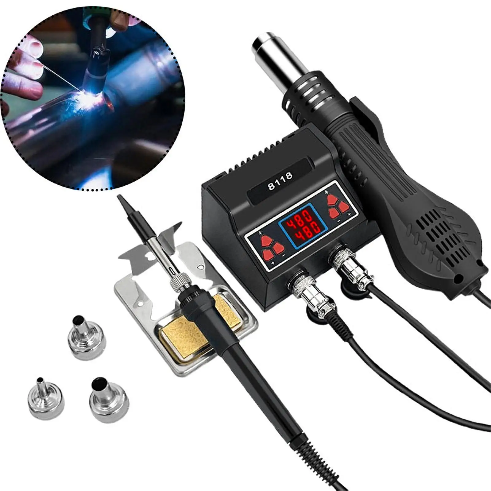

2 in 1 Hot Air Rework and Soldering Iron Station for Phone PCB Hobby Shop