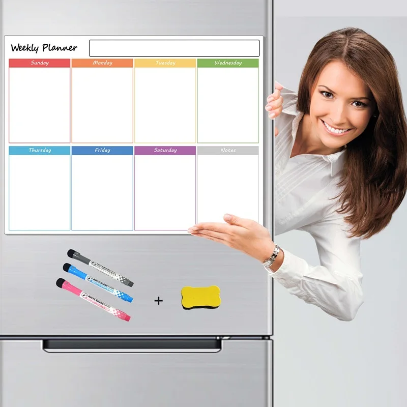 

A3 Size Whiteboard Planner Magnetic White Board For Note Dry Wipe Weekly Plan Refrigerator Magnet Calendar Drawing Message Board