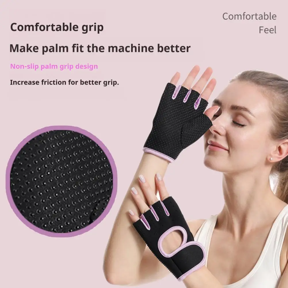 2Pcs Breathable Half Finger Gloves Men Women Anti-slip Fingerless Workout Gloves Adjustable Lightweight Dumbbell Cycling Use