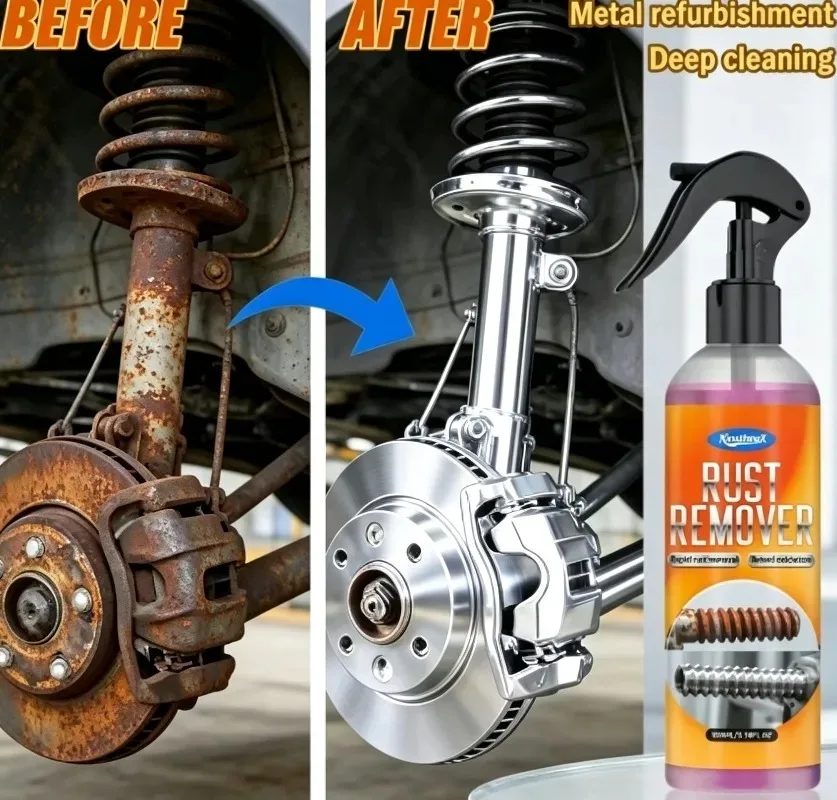 Powerful Car Metal Rust Remover Spray  Quick Dissolve Rust Stain Restores Shine For Auto Parts Wheel Rim Brake Cleaning Care