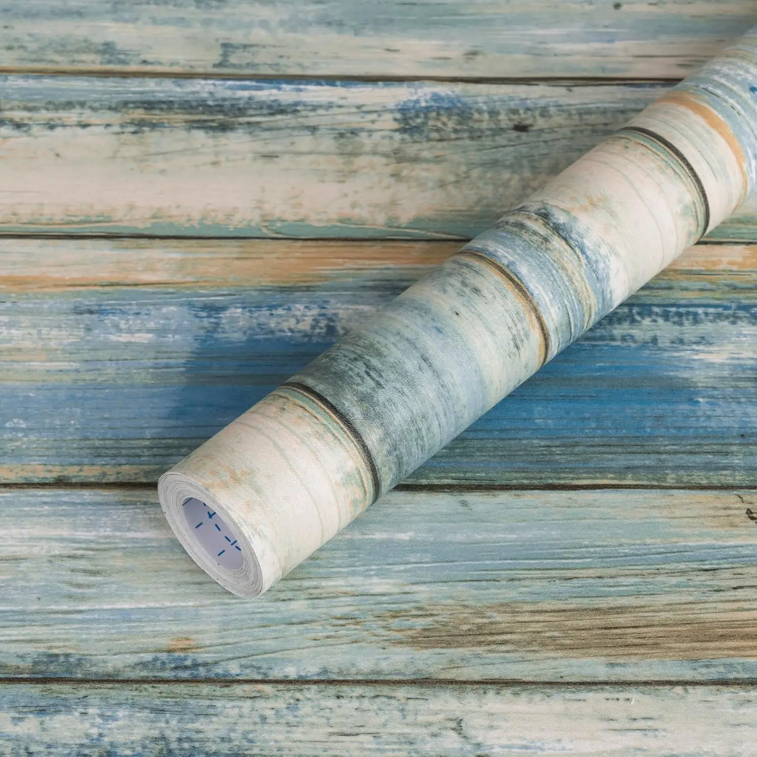 Wood Contact Paper Blue Distressed Peel and Stick Wallpaper, Self-Adhesive and Removable Wall Paper for Classroom and Cabinets