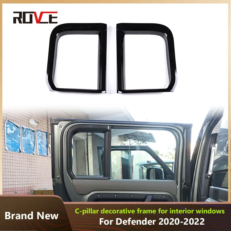 

ROVCE Car Rear Window C-pillar Decorative Frame Cover Trim Stickers for Land Rover Defender 110 2020 2021 2022 2023 Accessories