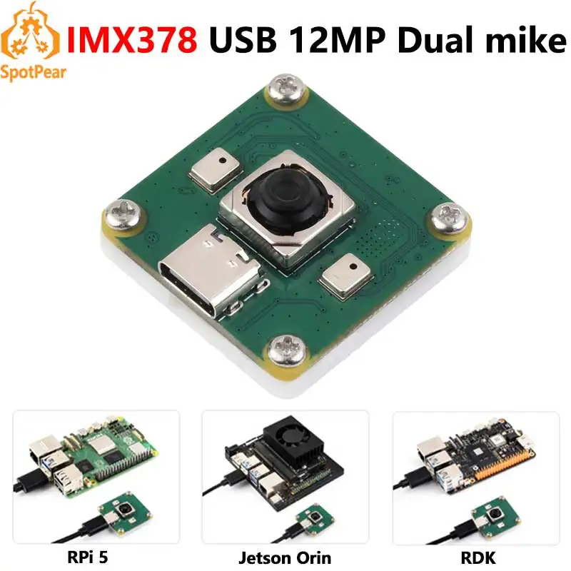 Raspberry Pi USB Camera 12MP IMX378 30fps onboard dual microphones Also For Jeston / RDK