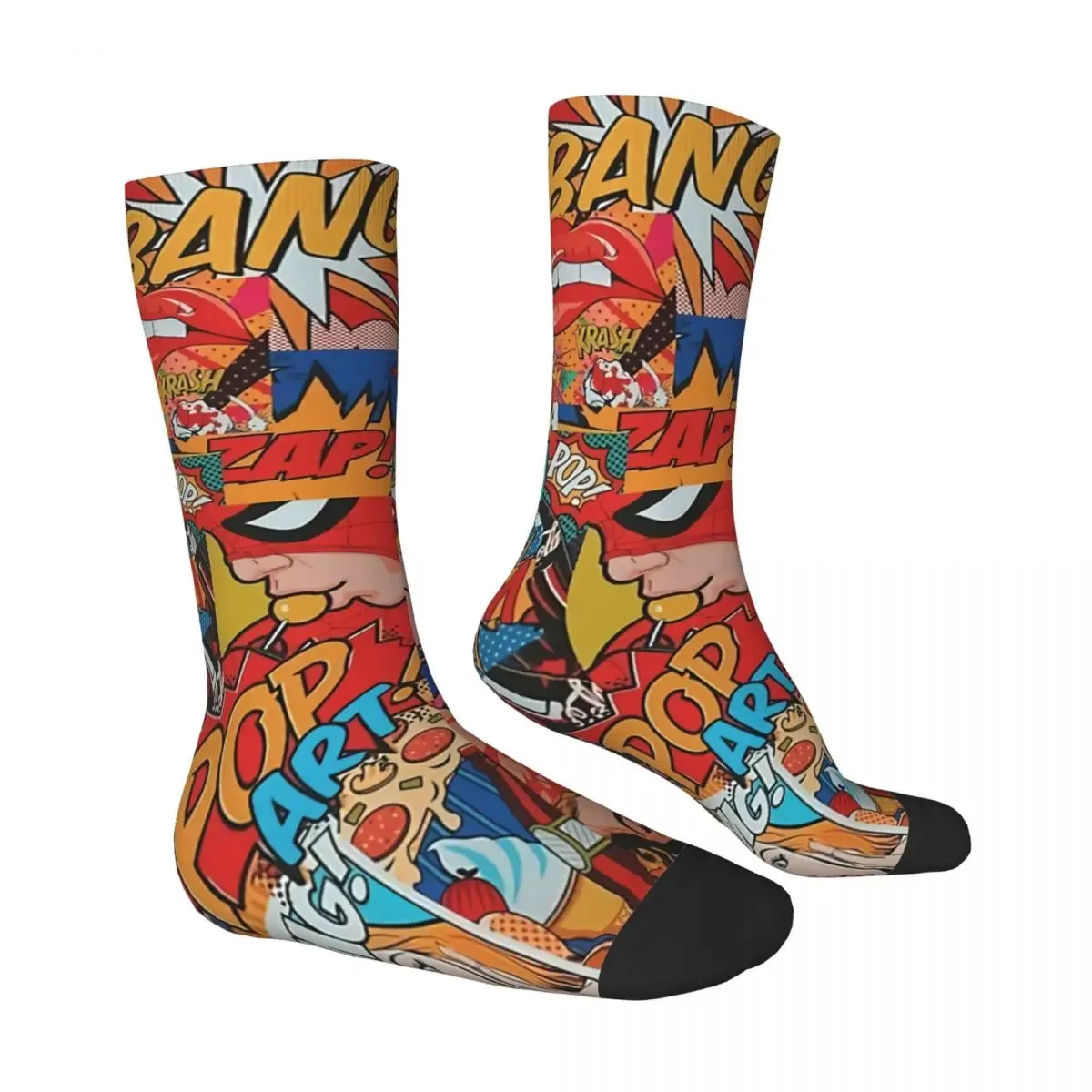Funny Crazy Sock for Men Pop Art Comic Hip Hop Harajuku Happy Pattern Printed Boys Crew Sock Casual Gift