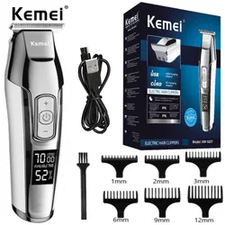 Kemei KM-5027 Professional Hair Clipper Beard Trimmer for Men Adjustable Speed LED Digital Carving Clippers Electric Razor