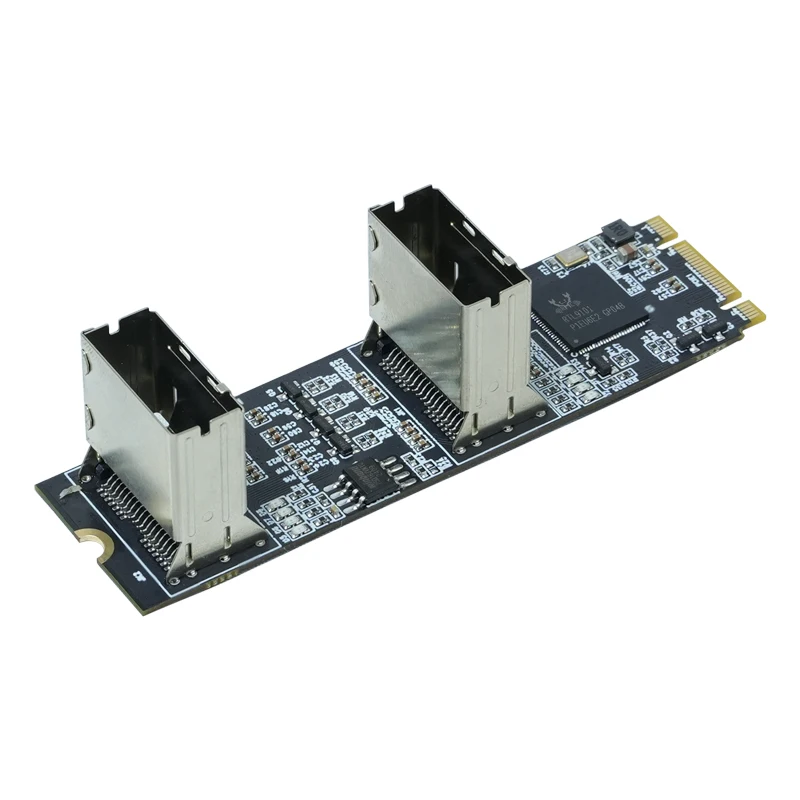 NEW PCI Express 3.0 M2 to SATA Multiplier Adapter M.2 to SATA Card B+M Key with 2 Mini SAS Cable 8 Port 6Gbps SATA 3 Controllers