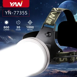 YN-7735S Upgrade Headlamp 7800mAh LED Fishing Headlight With Motion Sensor Super Bright Rechargeable Head Lights Torch Lantern