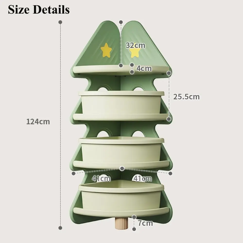 4 Tier Corner Bookshelf Toy Storage Organizer Tree Bookcase Montessori Shelf Kids Room Baby Book Shelf Nursery Childrens Reading