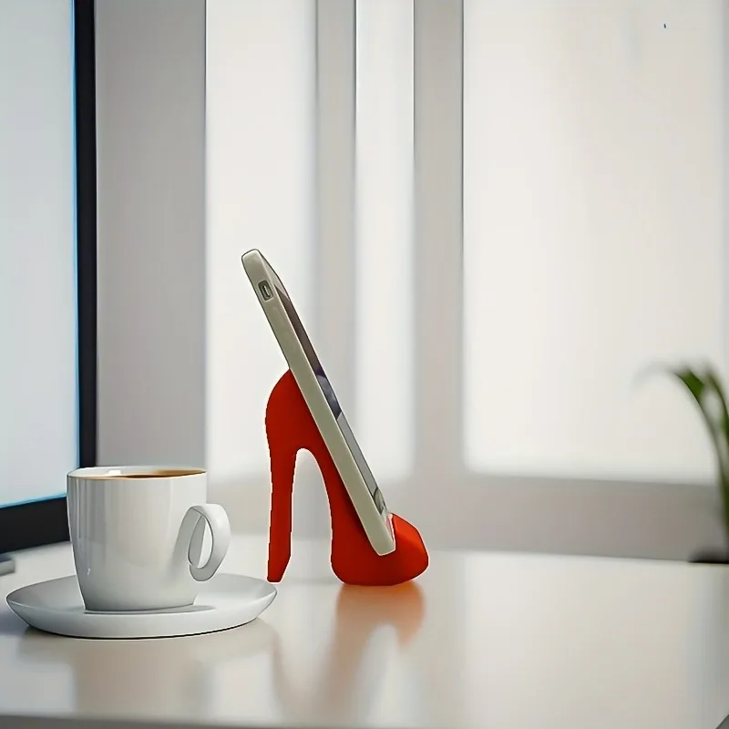 3D Printed Red High Heel Shaped Phone Stand Durable Unbreakable Plastic Creative Lazy Desktop Holder For Home Office Bedside