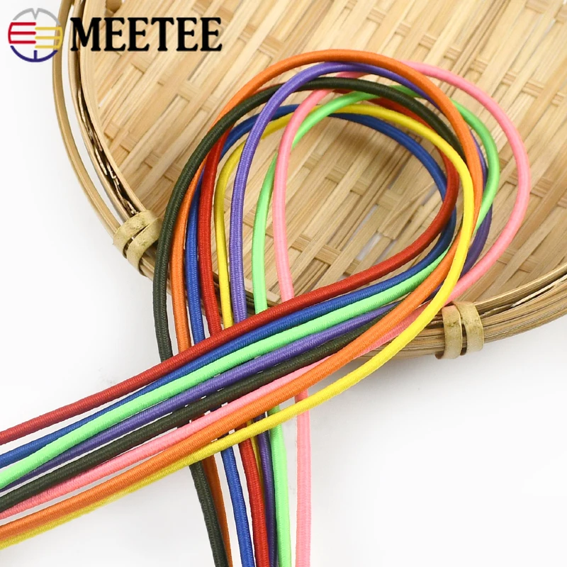 

10-50M Meetee 2.5mm Round Elastics Rope Rubber Bands Hat Cords Shoe Hair Clothes Elastic Band Bungee Cord DIY Sewing Accessories