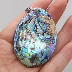 40x58mm Natural Shell Pendant Oval Shaped Abalone Shell Double Sided Charms for Jewelry Making DIY Necklace Earrings Accessories