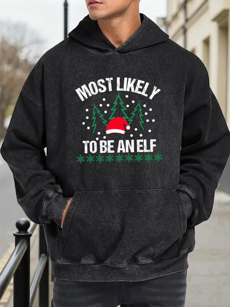 Most Likely Men's Vintage Washed Graphic Hoodie Retro Distressed Pullover Streetwear Casual Sweatshirt