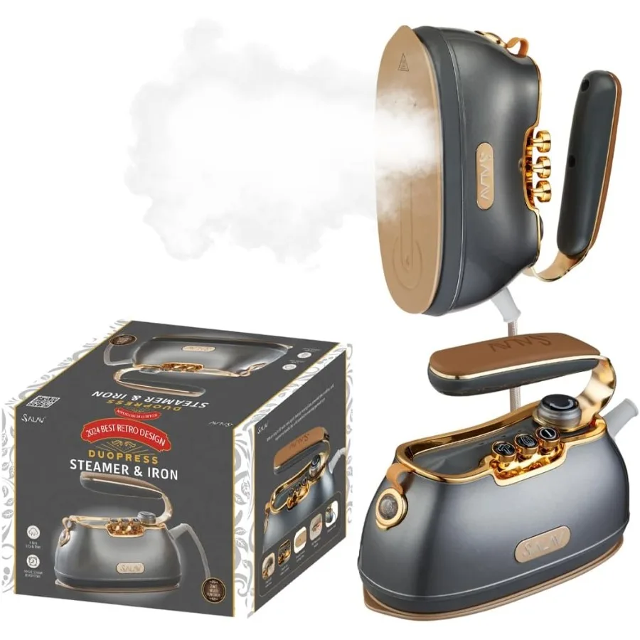 

Retro Edition Duopress Handheld Garment Steamer and Iron with Ceramic Plate 1000 Watts of Powerful Steam for Effortless Wrinkle