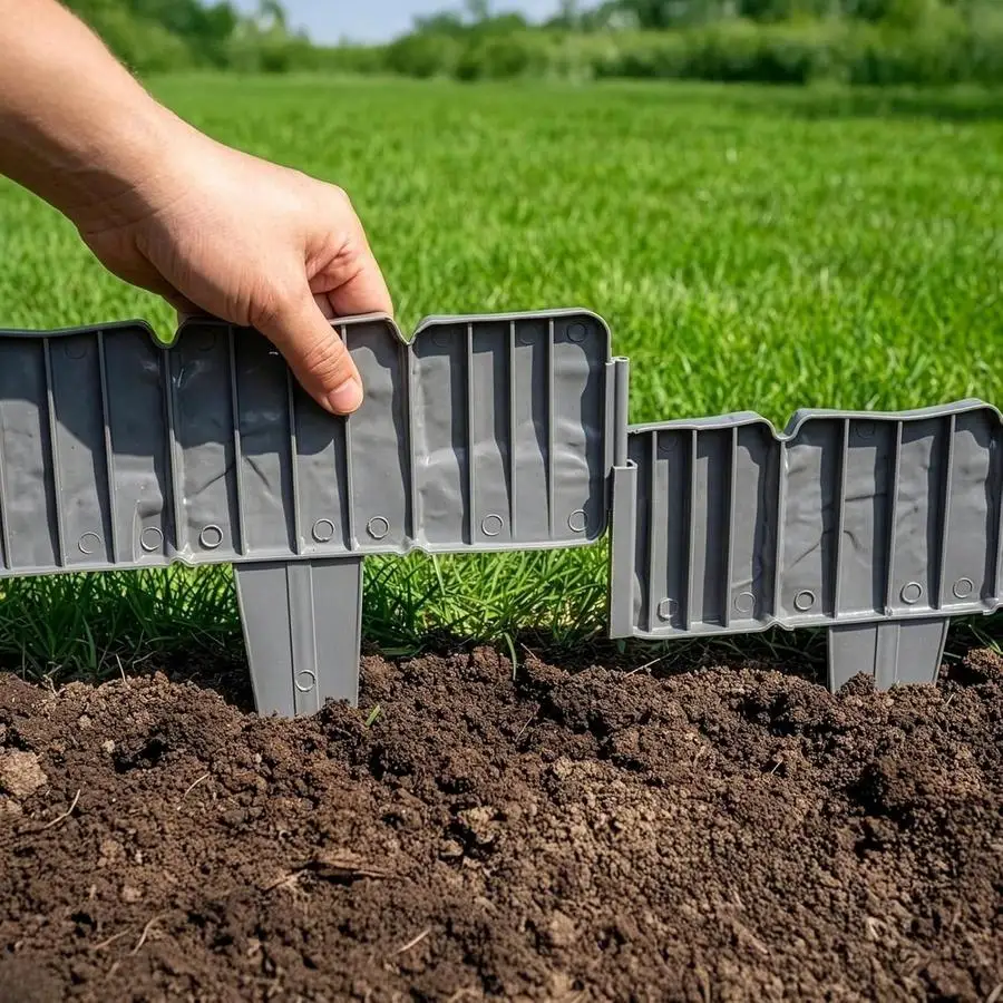 1/5/10/20/50/100pcs Garden Edging, Decorative Border Set for Flower Beds, Lawns & Pathways, Interlocking Stone-Effect Edging wit