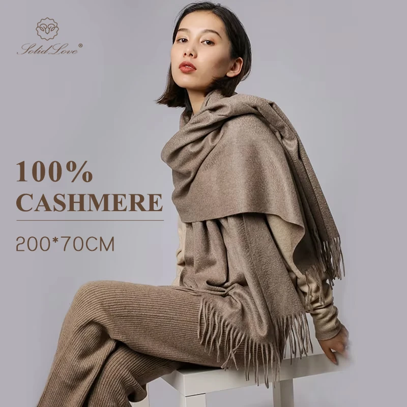 Luksusowa marka kaszmirowy duży szalik dla kobiet miękki szal damski 200*70 cm jesienno-zimowa prawdziwa pashmina nowe style