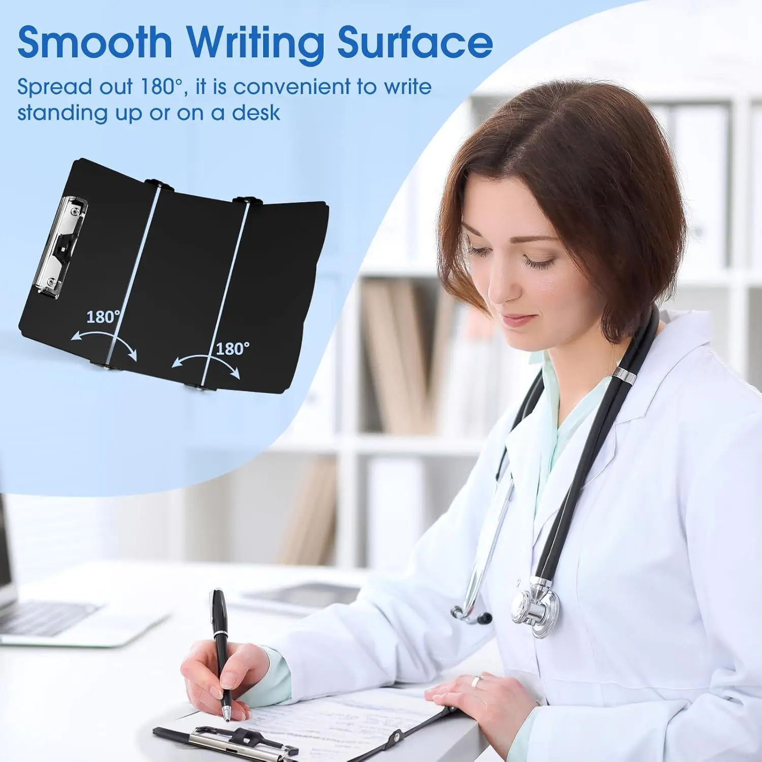 

Compact 3-Layer Aluminum Nursing Clipboard Foldable for Nurse Doctors Students Office Medical Supplies Easy Carrying Health Care