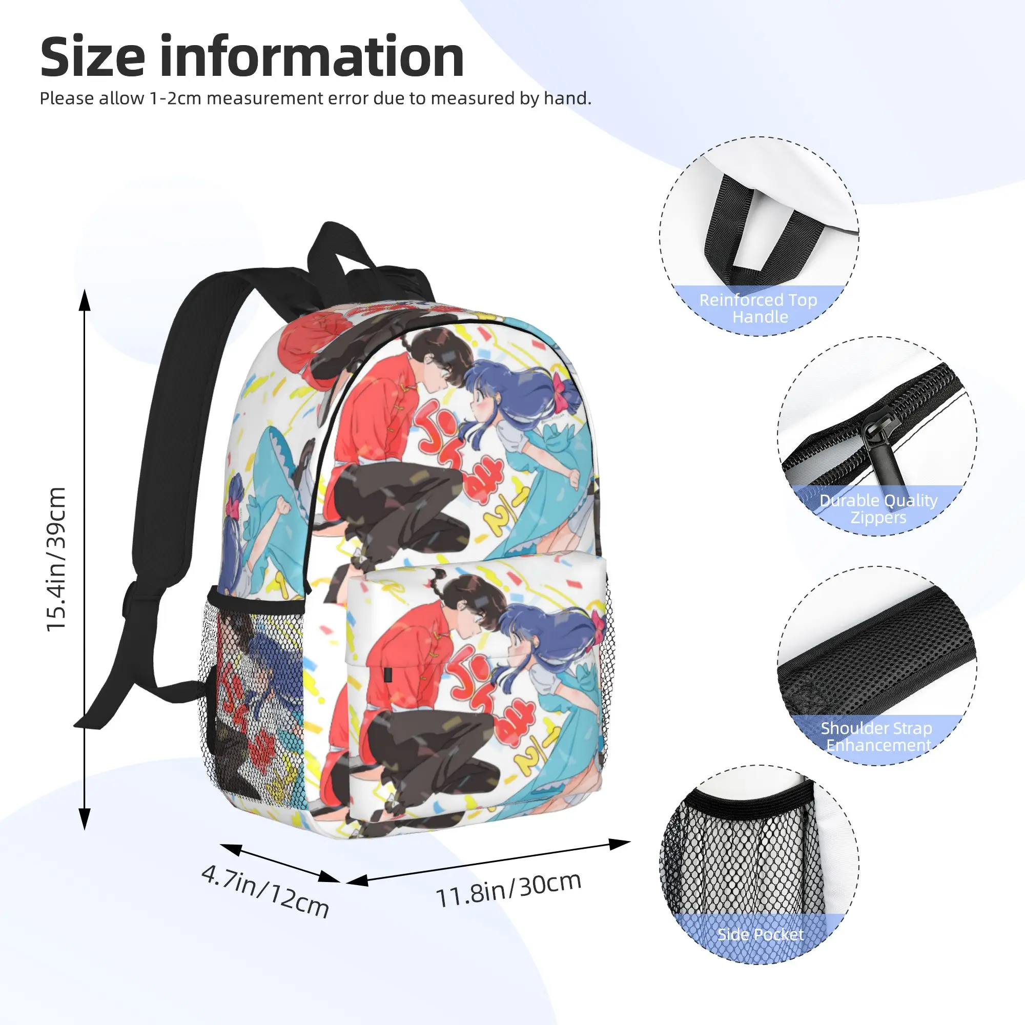 P Chan Ranma Akane Anime Backpack Hot Sale Daypack Large Capacity Boys Girls BookBag Shoulder Bags for Men Women School Bag