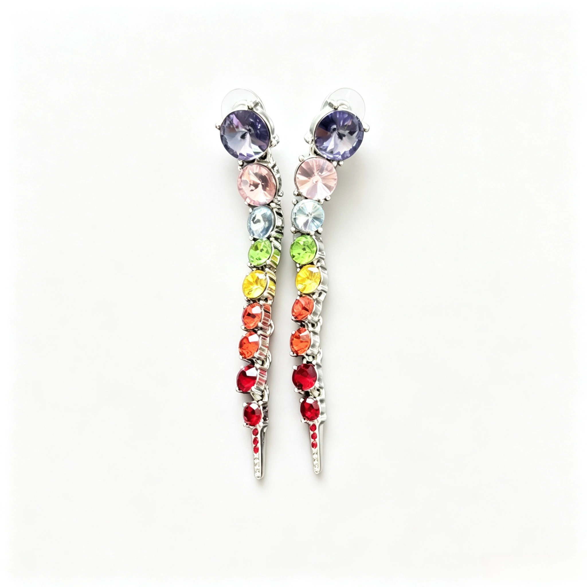 Chic Gradient Rainbow Satellite Zircon Dangle Earrings Elegant Women Cocktail Party Holiday Jewelry Present