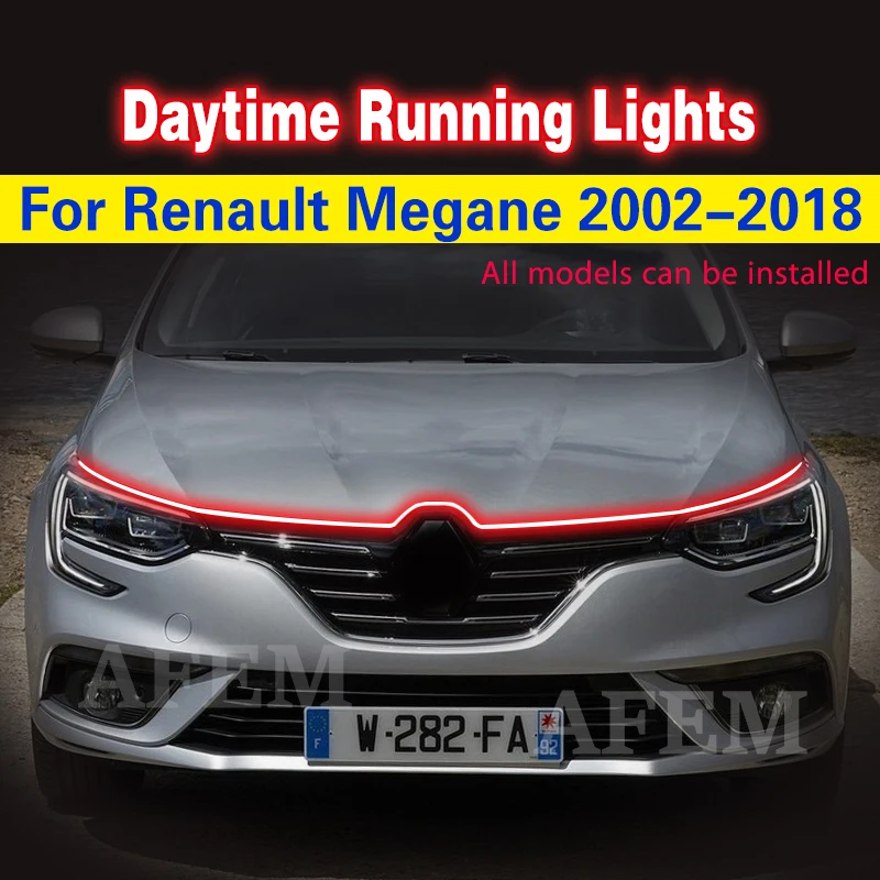 Universal Flexible LED Strip DRL Daytime Running Strip Light For Renault Megane 2002-2018 Waterproof Decorative Ambient Lamp 12V