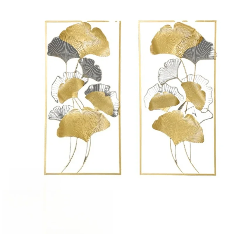 ديكور جداري على شكل أوراق الجنكة من الحديد المطاوع الصيني الجديد، معلق على الحائط لخلفية الأريكة، ديكور داخلي