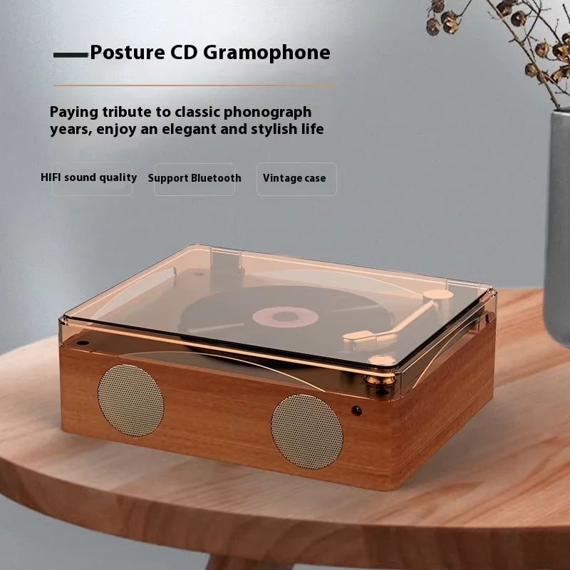 2026 Hot Selling Portable CD Player Music with Wireless FM Radio  Support for USB TF Card Wooden Cd Player