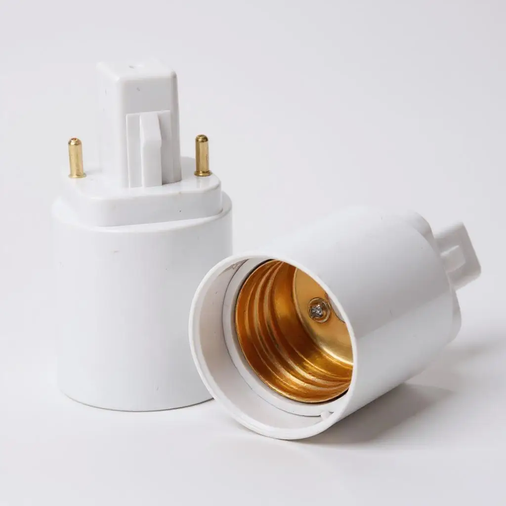 G24D to E26 E27 Adapter G24 2Pin in cross Light Socket Lamp Base Converter for CFL Light Bulb PBT flame retardant material