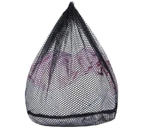 

3pcs Black Mesh Laundry Bag Heavy Duty Drawstring Small Bags Large Clothespin Bag for Travel Home Dormitory Use