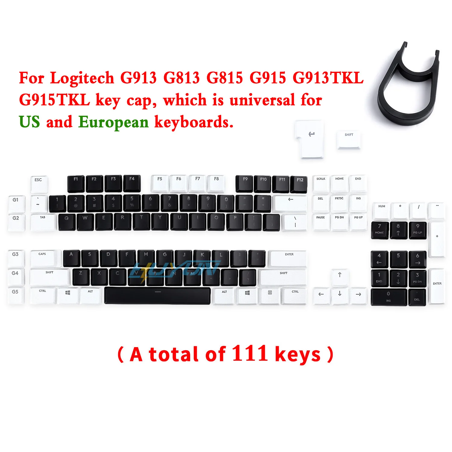 

111 Keys Keycap For US and European Logitech G915 \G913 \G815 \G813 \G915 TKL Gaming Mechanical Keyboard Keycaps Backlight