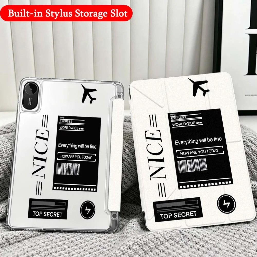 

Boarding Pass Ticket For Xiaomi Redmi Poco Pad 5 6 7 8 Pro SE 11 11.2 12.1 Inch Transparent Y-Shaped Folding Tablet Case
