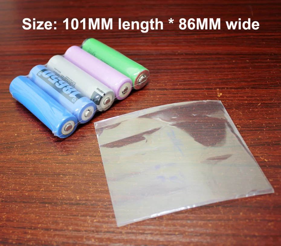 100pcs/lot Transparent color 18650 lithium battery skin PVC shrink film heat shrinkable sleeve Packaging insulation film