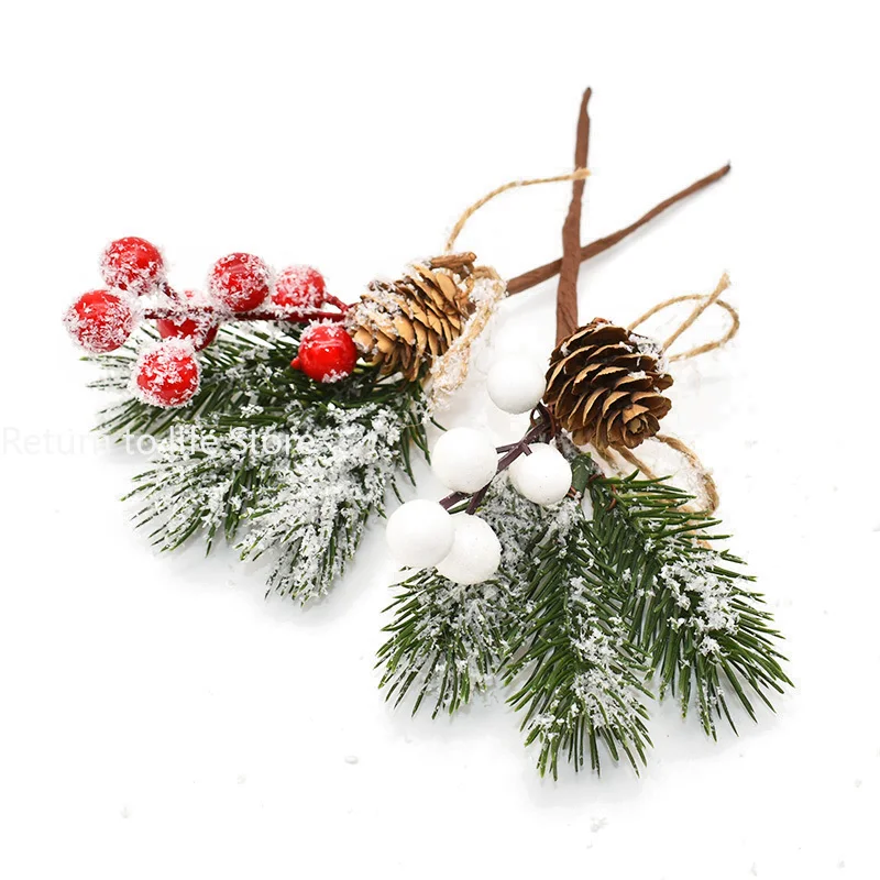 1PCS Christmas Berry Artificial Pine Cone Christmas Garland Decoration Fake Flower Pine Tree Branch DIY Home Party Wedding Decor