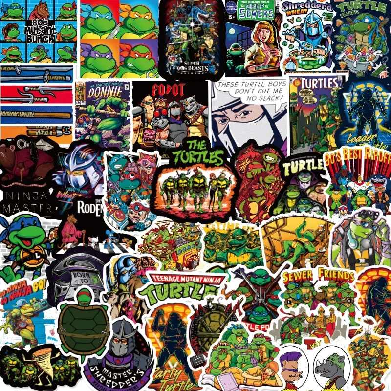 50pcs Turtles TMNT Teenage Mutant Ninja Stickers Cartoon Anime Cute DIY PVC Waterproof Sticker Laptop Decals Christmas Gift