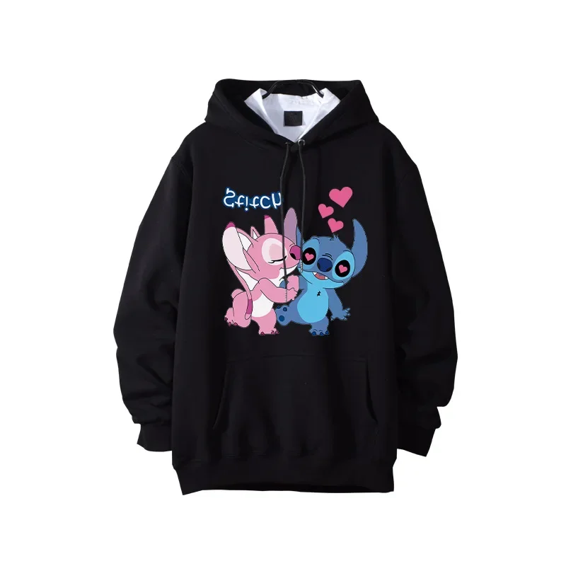 Stitch Disney Couple Loose Hooded Sweater Winter  Kawaii Fall 2023 Women  Anime Hoodie