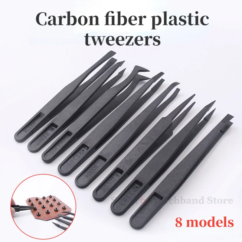 Watch Repair Tool Antistatic Carbon Fiber Tweezers Black Plastic Tweezers For Watchmaker Heat Resistant
