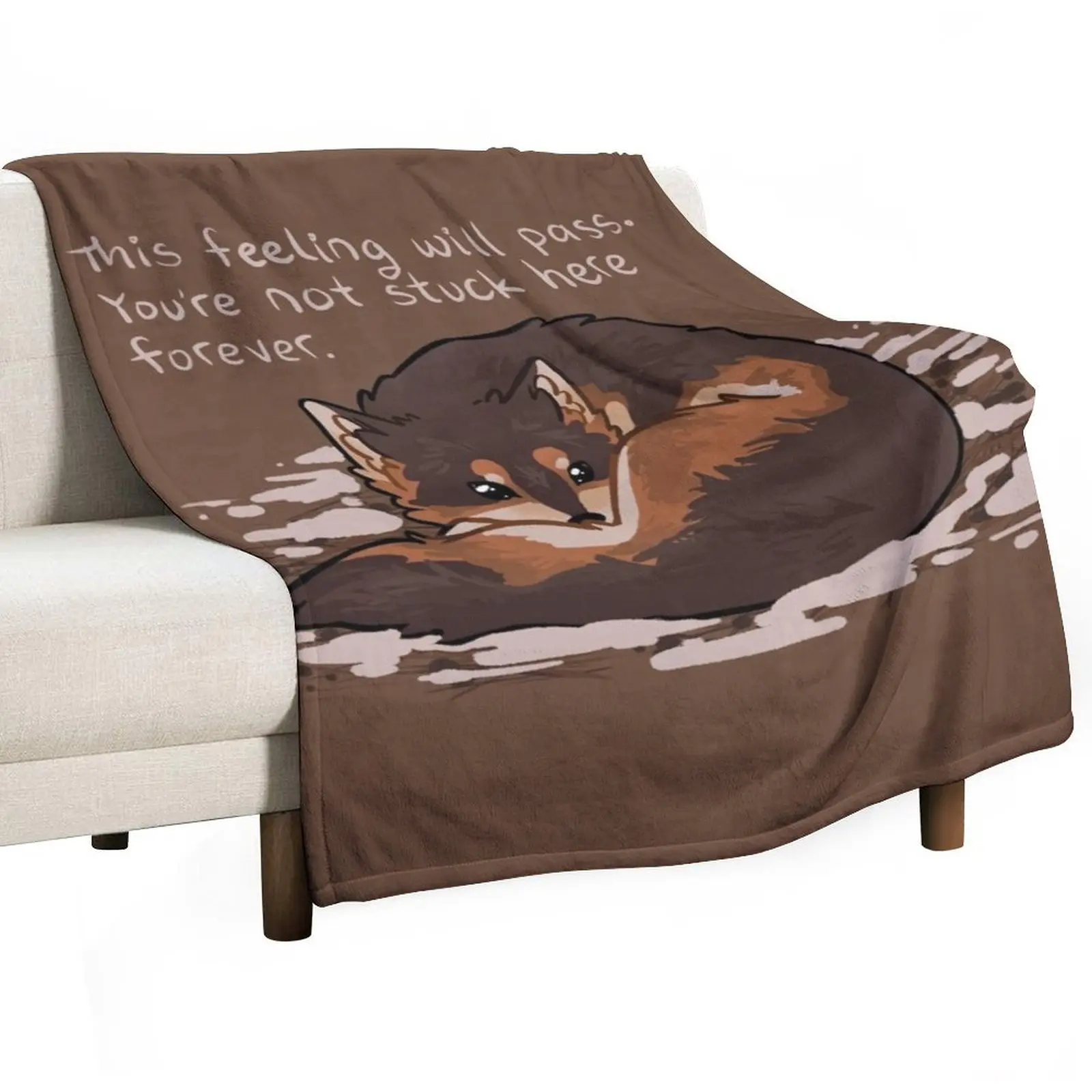 

This Feeling Will Pass Snuggly Wolf Throw Blanket Cute Plaid warm winter Retros Blankets