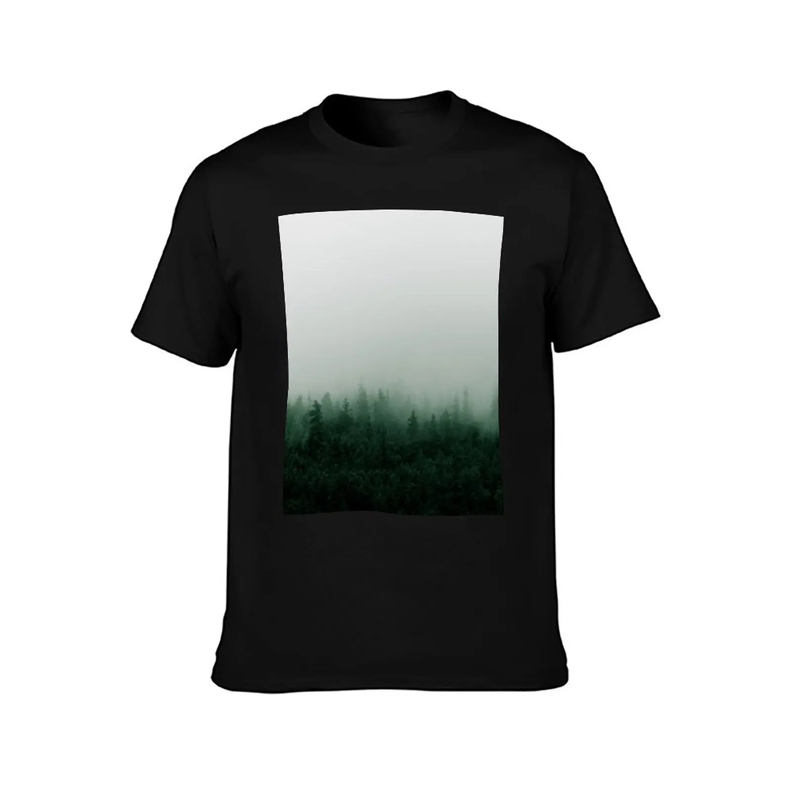 Misty Mountain Forest in the Rain T-Shirt Plus Size Workout Short Sleeve Top