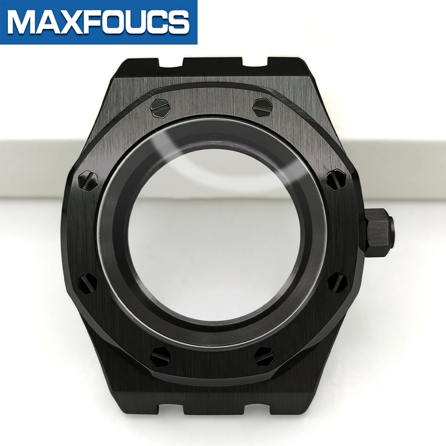 A.P. Stilvolles Uhrengehäuse MOD SKX NH35 NH36 4R36 Schwarze Edelstahlkrone Saphirglas Glänzend/Gebürstet Uhrengehäuse Kundenspezifische Teile – Detail 10