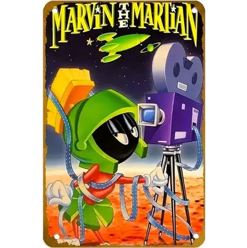 Vintage Marvin The Martian Metallschild, Retro-Cartoon-Wanddekoration