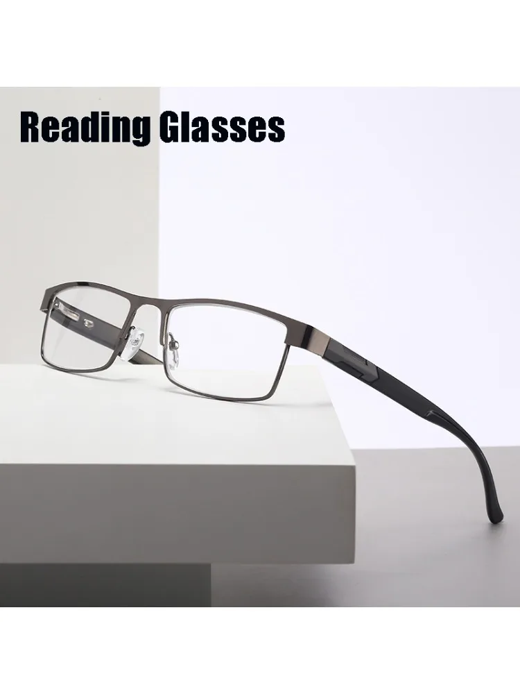 Rooftrellen monture métallique hommes lunettes de lecture Vintage affaires hypermétropie lunettes mâle lecture lunettes + 100 + 150 + 200 à +400