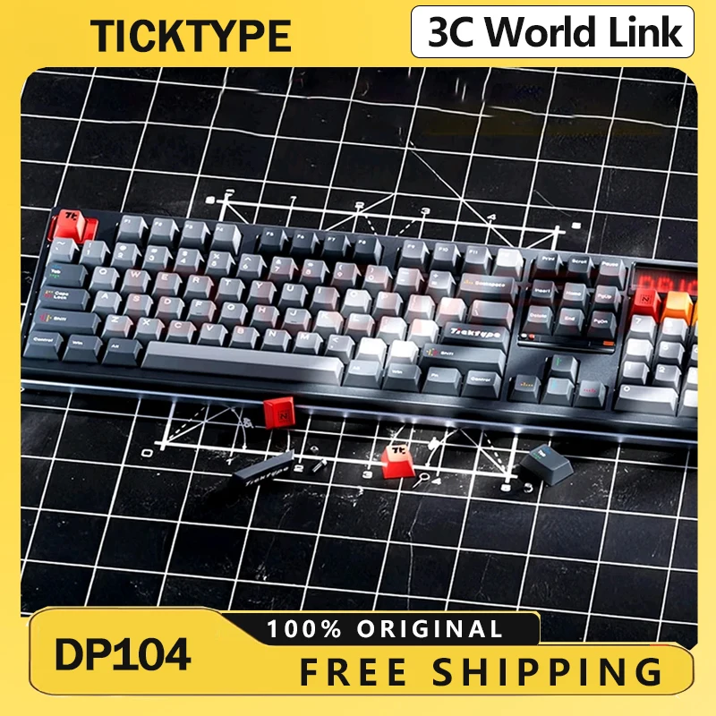 

Механическая клавиатура TickType DP104, алюминиевая беспроводная Bluetooth с ЧПУ, 2,4 г, горячая замена, HIFI, игровая клавиатура с отключенной осью, по индивидуальному заказу
