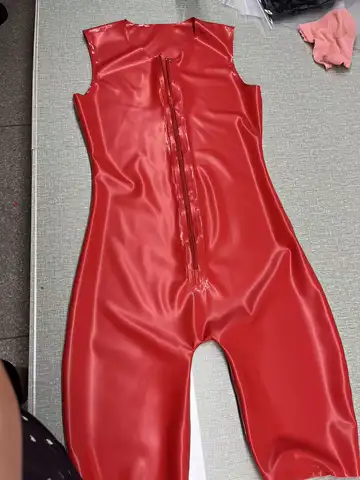 El Yapımı Erkek Lateks Kolsuz Catsuit Lateks Fermuarlı Lateks Havalı Mayo