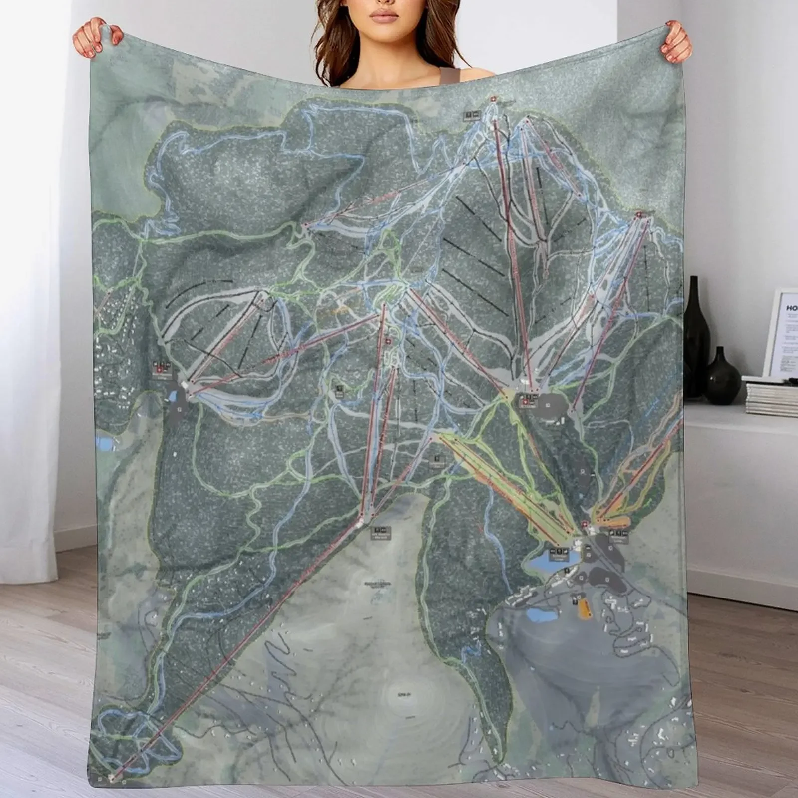 Killington Resort Trail Map Throw Blanket Breathable Lightweight Blanket for Adults Kids