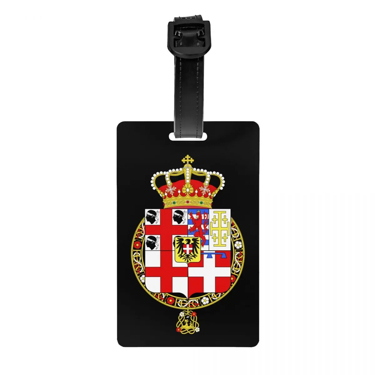 Custom Coat Of Arms Of Kingdom Of Sardinia Flag Luggage Tags for Suitcases Privacy Cover Name ID Card