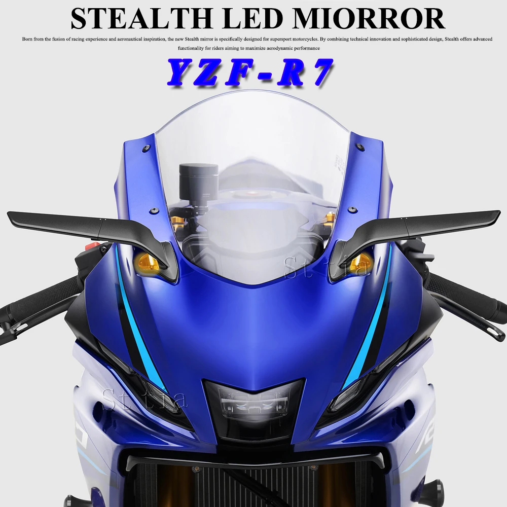 2026 YZF R7 Motorcycle Rearview Mirrors For Yamaha YZF-R7 YZFR7 Sport Winglet Mirror Adjustable Rotating Stealth Mirrors YZFR7