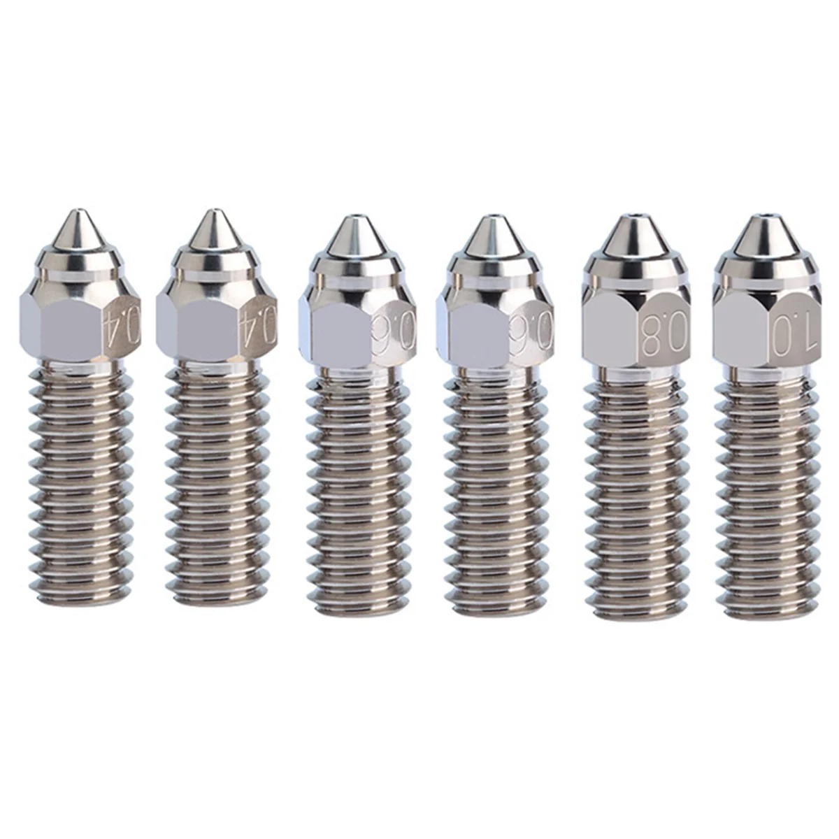 For K1, K1 Max Printer High Flow Nozzles 0.4mmx2Pcs/0.6mmx2Pcs/0.8mmx1Pcs/1mmx1Pcs 6Pcs in Total