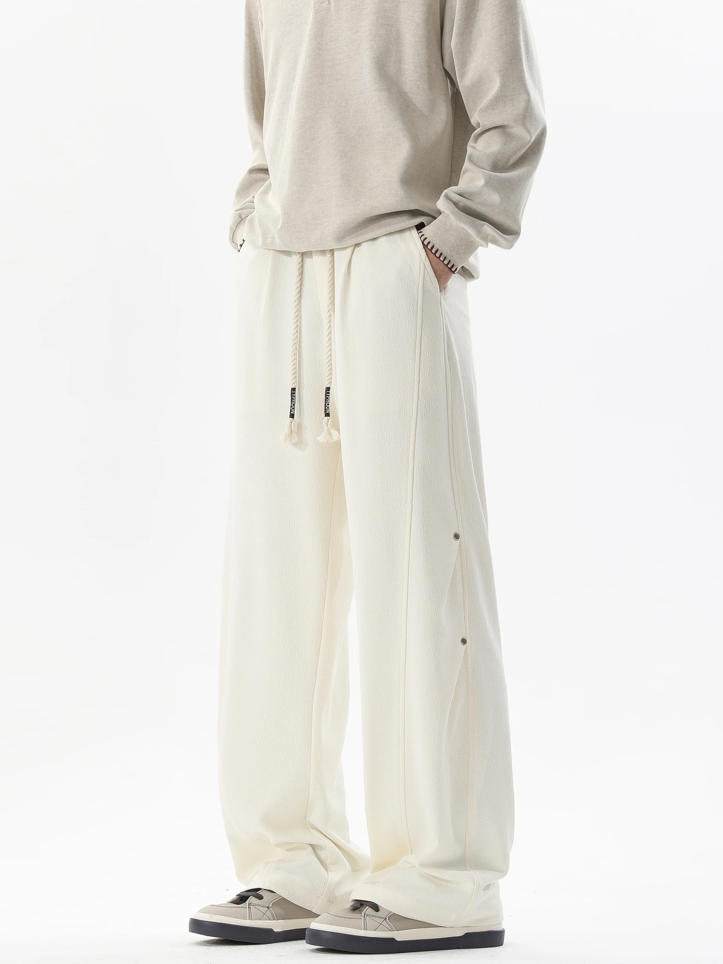 

Casual Loose Men's Pants Drapey Dstring American Sle Versatile Wide Leg Sports Long Trousers Youth Spring Wear